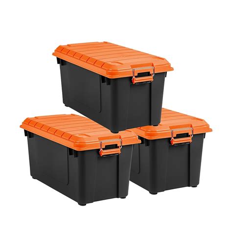 3 Pack Plastic Storage Bins Heavy Duty Container Totes With Lid