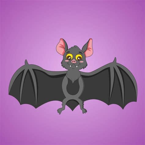 Lindo dibujo de murciélago volando halloween Vector Premium