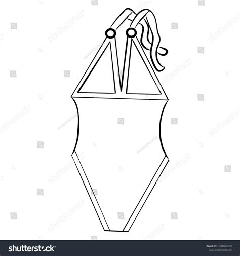 Lingerie Swimsuit Contour Linear Flat Sketch