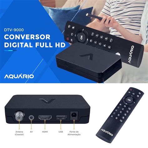 Conversor e Gravador Digital para Tv FULL HD Dtv 9000 AQUÁRIO