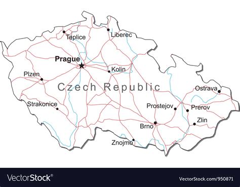 Czech Republic Black White Map Royalty Free Vector Image