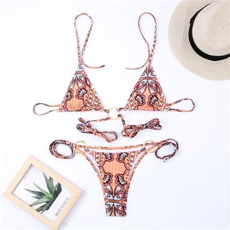 Tan O Ring Bikini Set Etsy