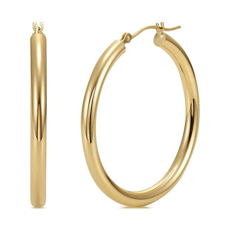 Kezef Solid K Gold Hoop Earrings Mm Tube Hoop Gold Earrings For