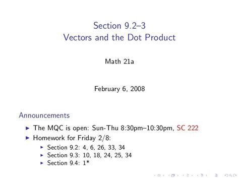 Lesson 2 Vectors And The Dot Product