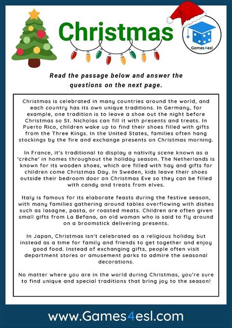 Christmas Reading Comprehension Worksheet Christmas Reading