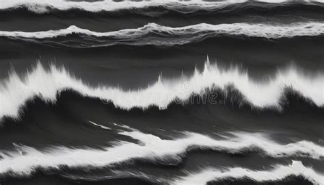 Abstract Black and White Ocean Landscape Painting. Stock Illustration ...