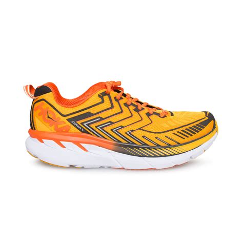 Hoka One One Clifton 4 Saffron Red Orange Running Shoes Mens Mycozyboots