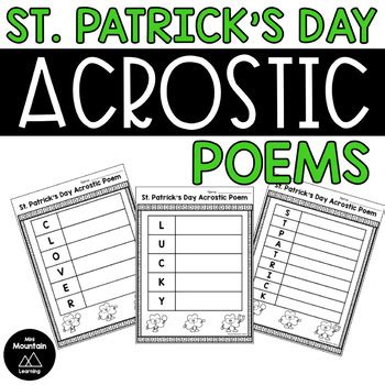 St Patrick S Day Acrostic Poems By Mini Mountain Learning TPT