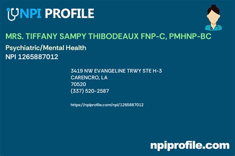 Mrs Tiffany Sampy Thibodeaux Fnp C Pmhnp Bc Npi 1265887012 Nurse