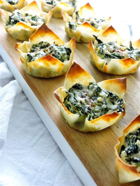 Cheesy Spinach Dip Wonton Cups Fresh Fit Kitchen