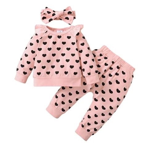 Newborn Infant Baby Girl Clothes Set Long Sleeve Sweatshirts Tops Pants