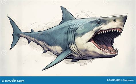 Megalodon Realistic Shark Drawing