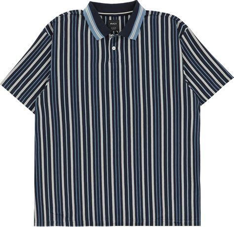 RVCA Uptown Stripe Polo Shirt Moody Blue Tactics