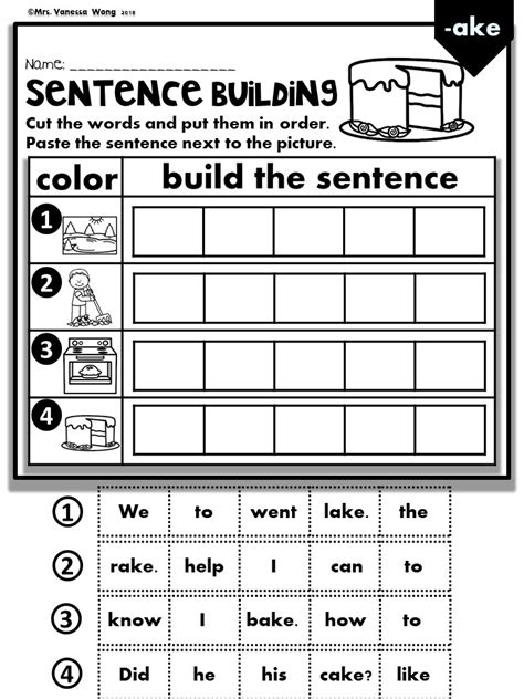 Phonics Worksheets Cvce Sentence Building Mrs Vanessa Wong