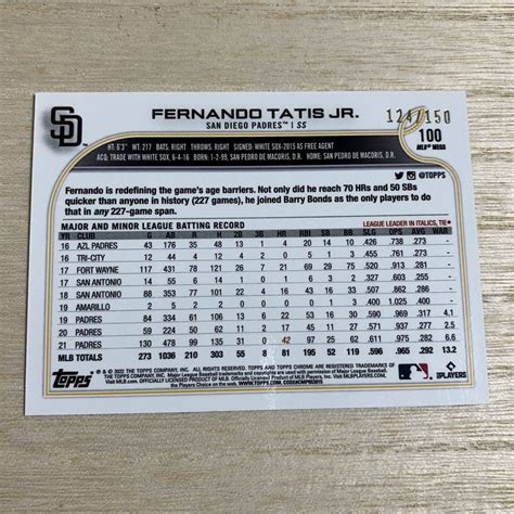 Fernando Tatis Jr Topps Chrome Logofractor Edition Blue