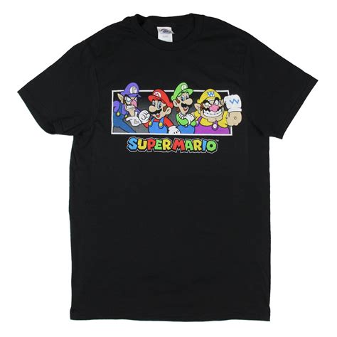 Super Mario Men S Distressed Luigi Mario Wario Waluigi Line Up Adult T