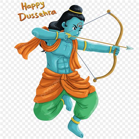 Action Illustrated Clipart Hd Png Dussehra Rama Illustration In Action