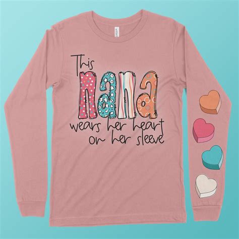 This Nana Wears Her Heart On Her Sleeve Nana Svg Png Dxf Eps Mother S