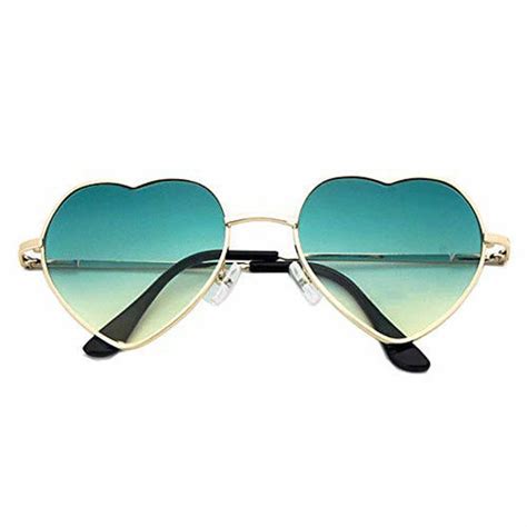 Getuscart Meyison Heart Shaped Sunglasses Thin Metal Frame Cute