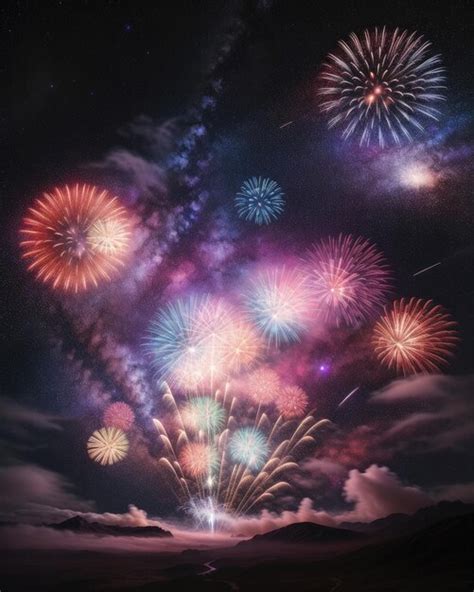 Premium AI Image | Colorful fireworks happy new year 2024 celebration