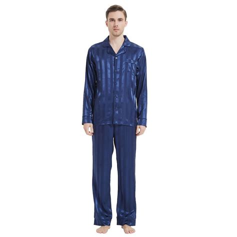 Felemo Mens Silk Pajama Set Casual Long Sleeve Satin Pajamas Sleepwear