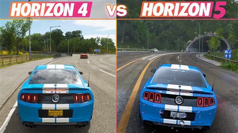 Forza Horizon 5 4 Ford Shelby Gt500 Sound Comparison With Tunnel Sound Fh 5 Vs Fh 4 Youtube