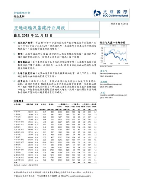 交通运输及基建行业周报