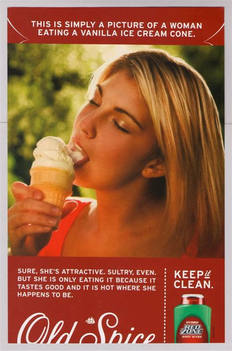 Old Spice Print Ad Sexy Woman Licking Ice Cream Suggestive Advertisement 2007