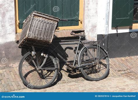 Vintage Bicycle With Basket Editorial Photo Image Of Enkhuizen