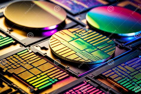 Technological Leap And Development Wafer Semiconductor Manufacturing Stock Illustration