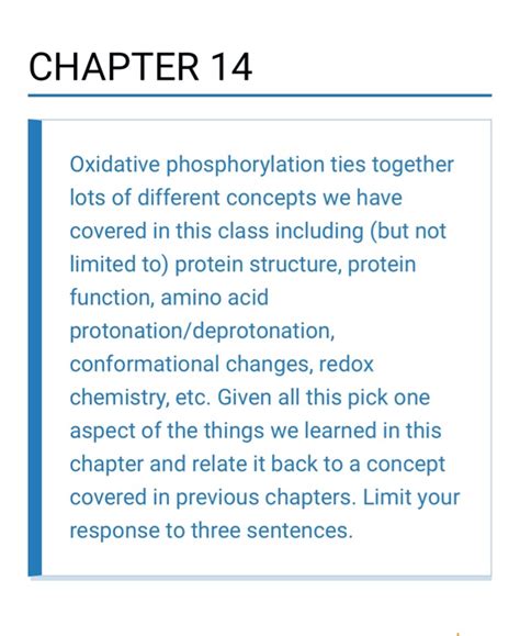 CHAPTER 14 Oxidative phosphorylation ties together | Chegg.com