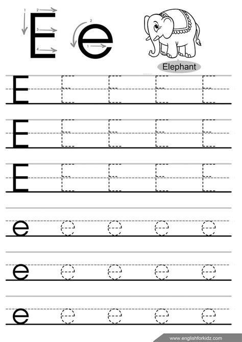 Letter E Tracing Worksheets For Preschool In Tracing Worksheets