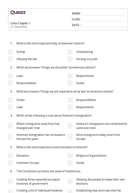 50 Civics Worksheets For 6th Grade On Quizizz Free Printable