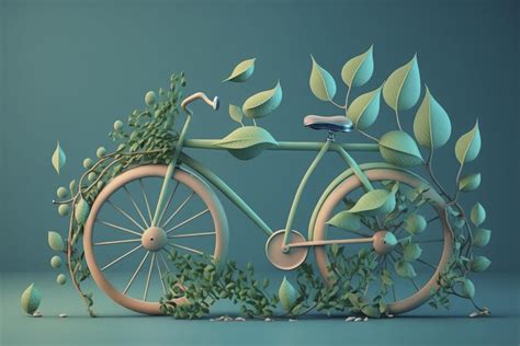 Bicycle Covered With Green Leaf Tendril Eco And Environment Concept