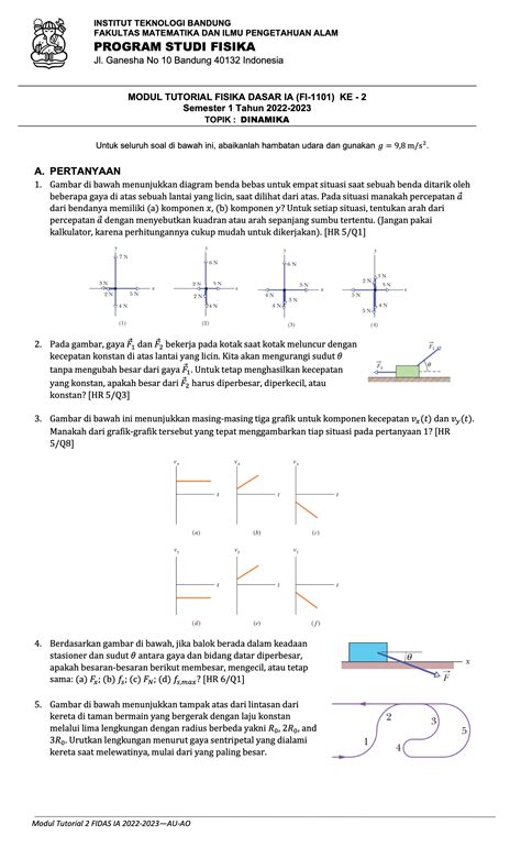 Tutorial Modul 2 Fisika 1a Itb Tahun 2022 2023 Mes Consulting