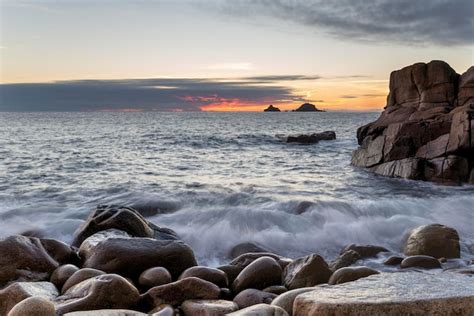 Premium Photo | Dusk at porth nanven cove