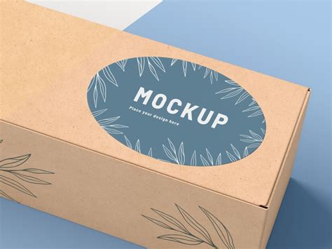 Premium Psd Cardboard Box With Sticker Mock Up