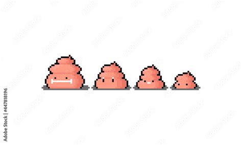 Pixel Art Set Of Cute Poop Character Stock Vector Adobe Stock