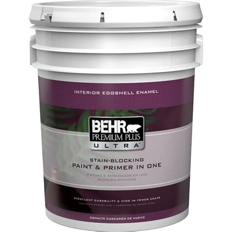 Behr Premium Plus Ultra 5 Gal Ultra Pure White Eggshell Enamel Interior Paint 275005 The Home