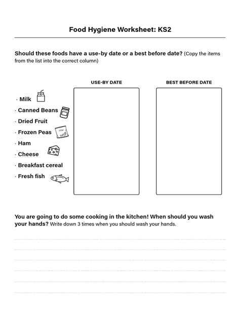 Food Hygiene Worksheets Ks2 Pdf