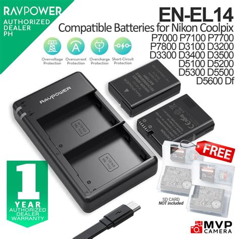 RAVPOWER EN EL14 ENEL14 ENEL14A Batteries And Dual Charger Compatible