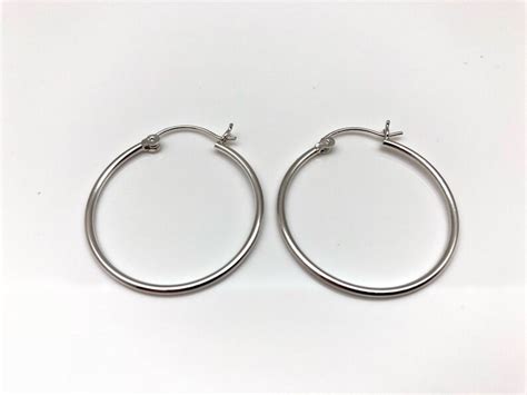 Medium Size Hoop Earrings 925 Sterling Silver 30mm Etsy