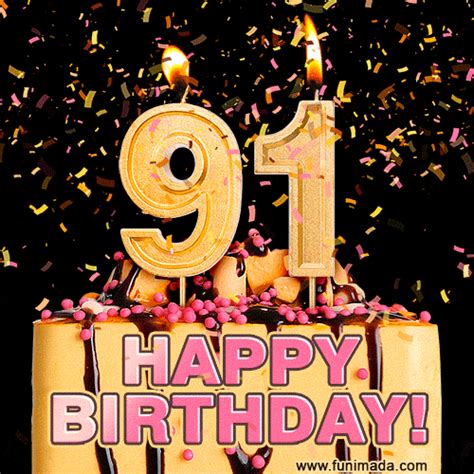 Happy 91st Birthday Cake GIF and Video with sound free download | Funimada.com