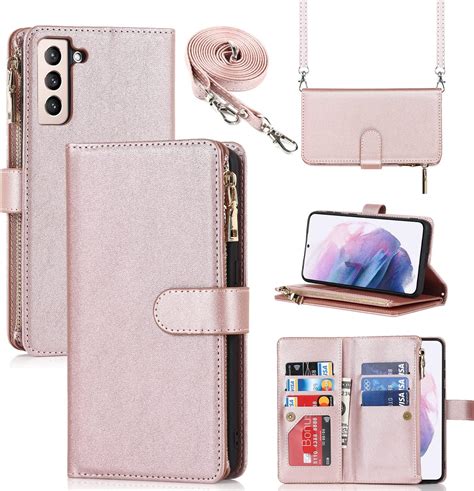 Copmob Coque Samsung S21 5G avec Cordon Collier Flip Portefeuille Étui