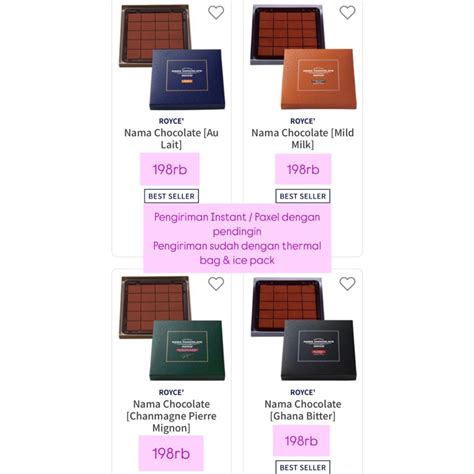 Jual Royce Nama Chocolate Pistacho Sakura Fromage Matcha Milk