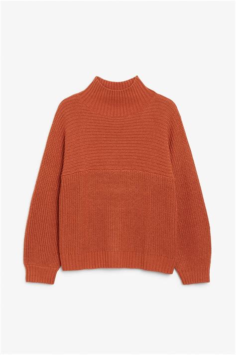 Vertical Knit Sweater Burnt Orange Knitwear Monki FI Sweaters