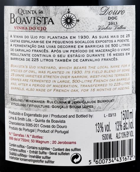 2013 Quinta Da Boavista Vinha Do Ujo Vinhas Velhas Tinto 1 5L