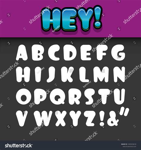 Vector Modern Comic Rounded Font Alphabet เวกเตอร์สต็อก ปลอดค่า