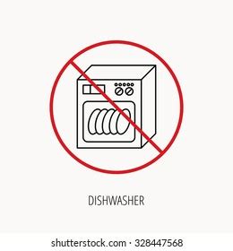 Stop Ban Sign Dishwasher Icon Kitchen Stock Vector Royalty Free