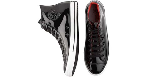 Black Patent Leather High-Top Tennis Shoes - Men's Casual Shoes ...